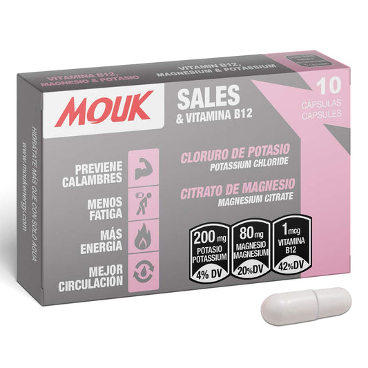 MOUK Essentials 10 Cápsulas: Vitamina B12 | Magnesio | Potasio