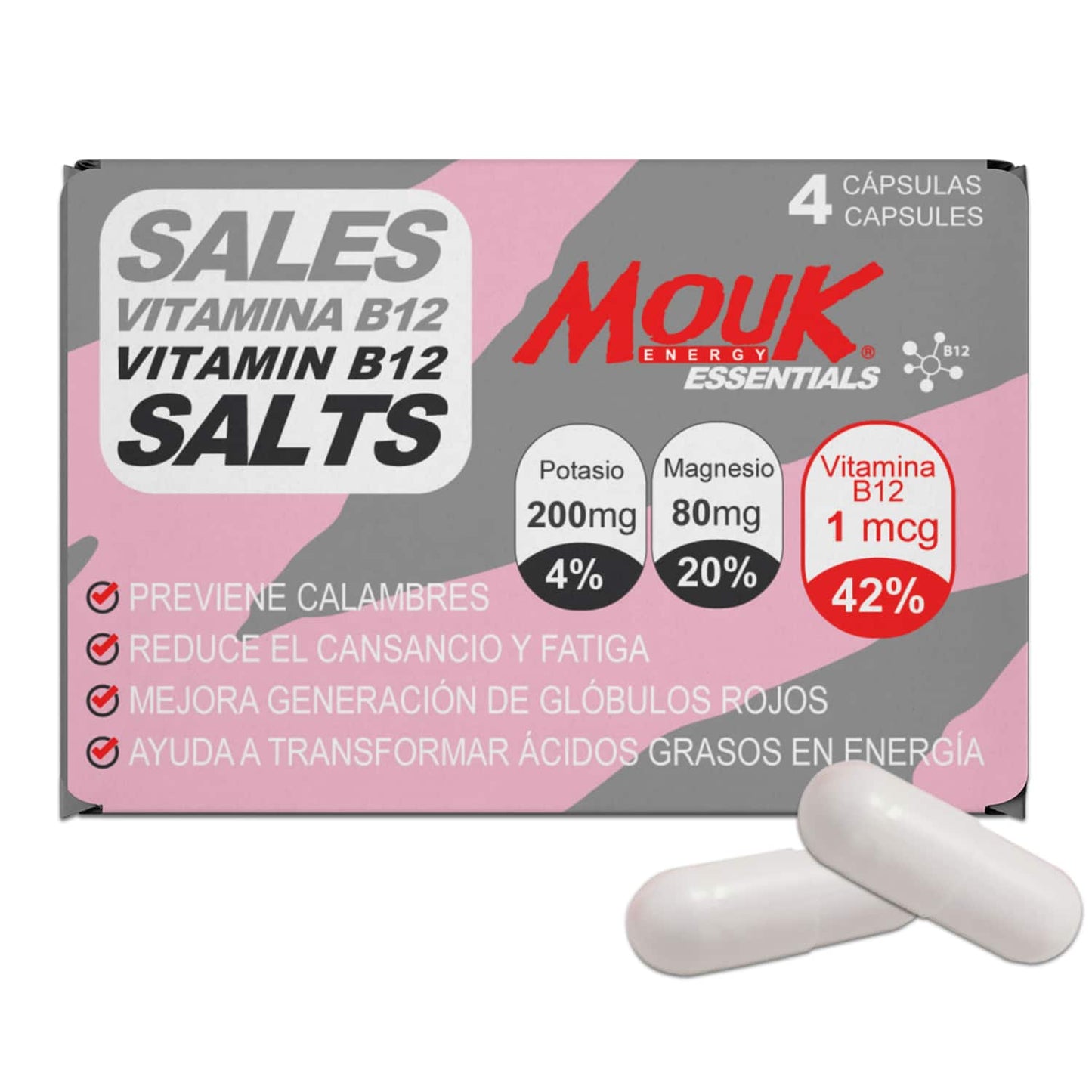 Pack Ironman: 5 Geles Energéticos Cafeína | 8 Cápsulas de Mg, K y Vitamina B12