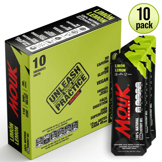 Gel Energético MOUK Sabor Limón 10 Pack | Natural | No Cafeína | No Gluten