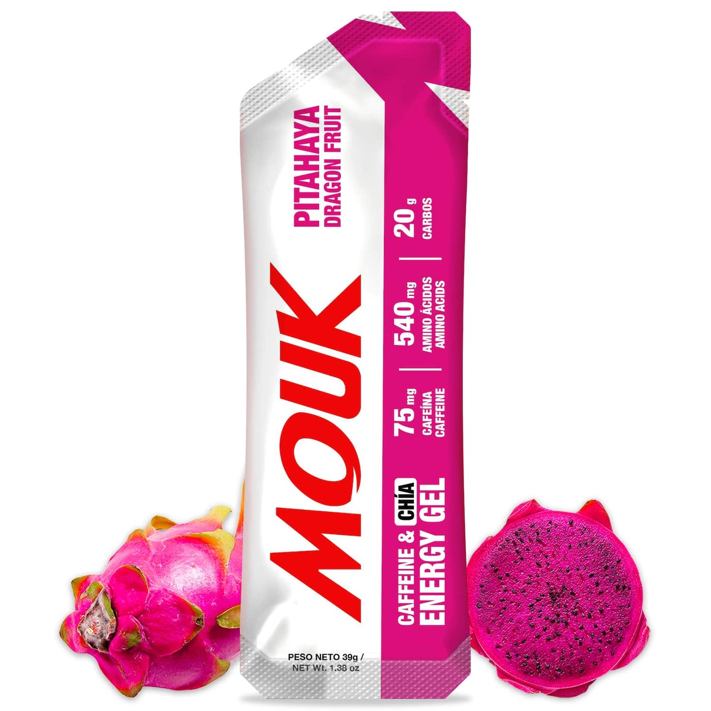 Gel Energético MOUK Sabor Pitahaya | 75mg Cafeína | No Gluten