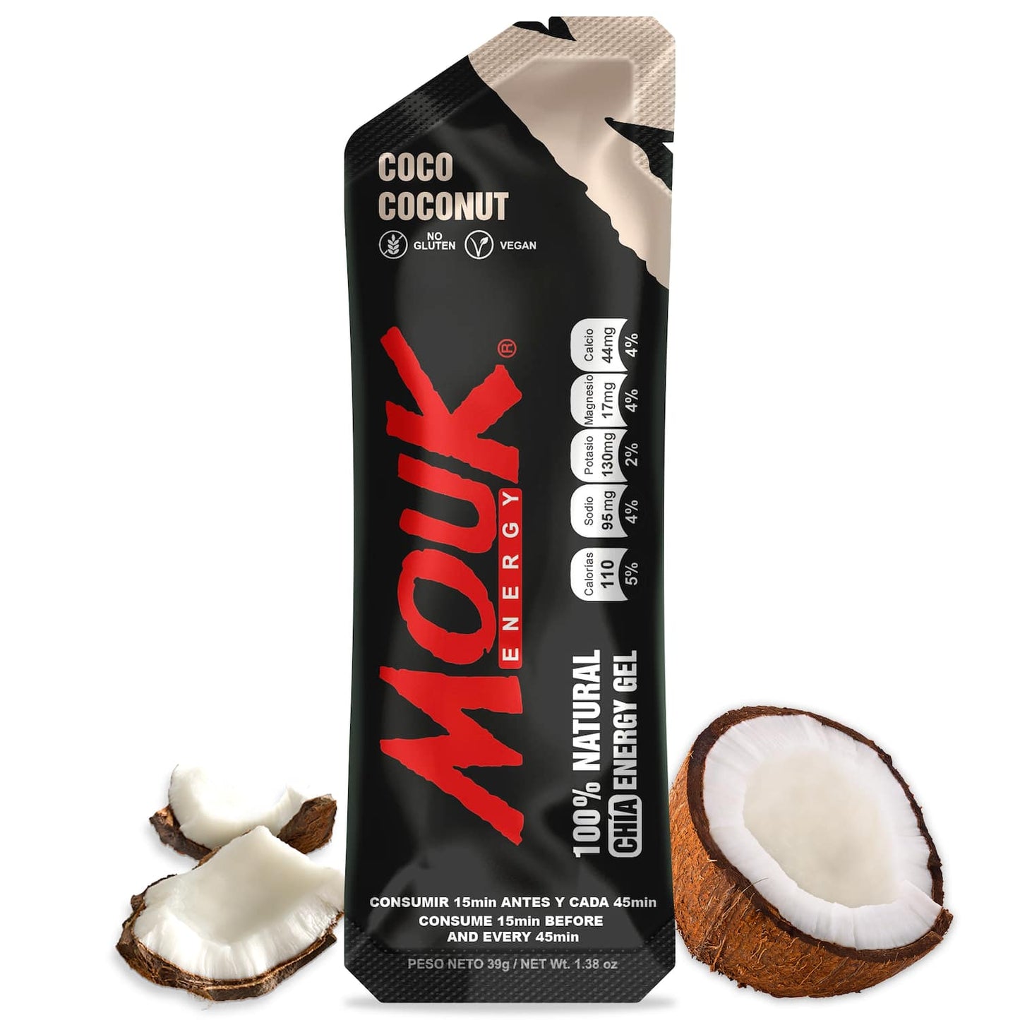 MOUK Coconut Flavor Energy Gel | Natural | No Caffeine | Gluten Free 