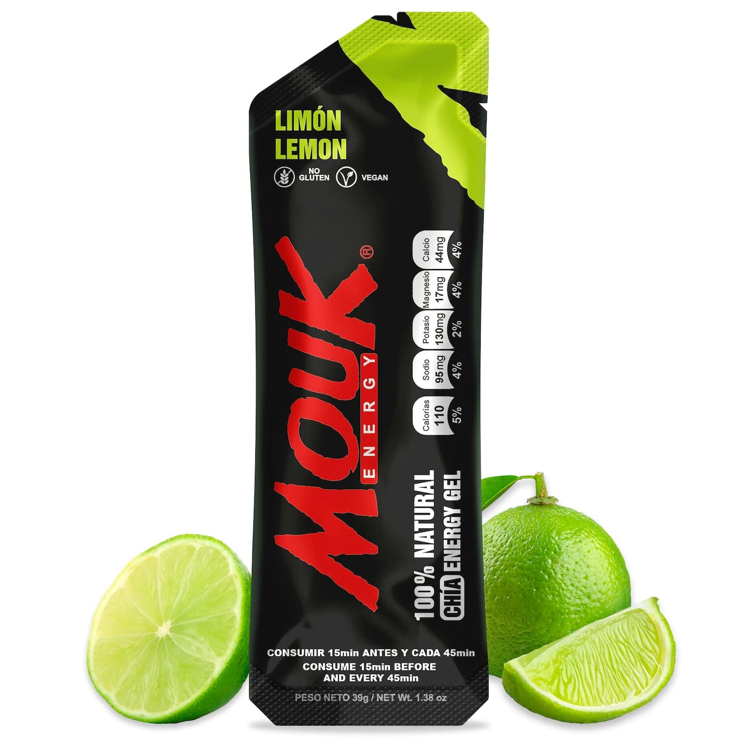 MOUK Lemon Flavor Energy Gel | Natural | No Caffeine | Gluten Free 