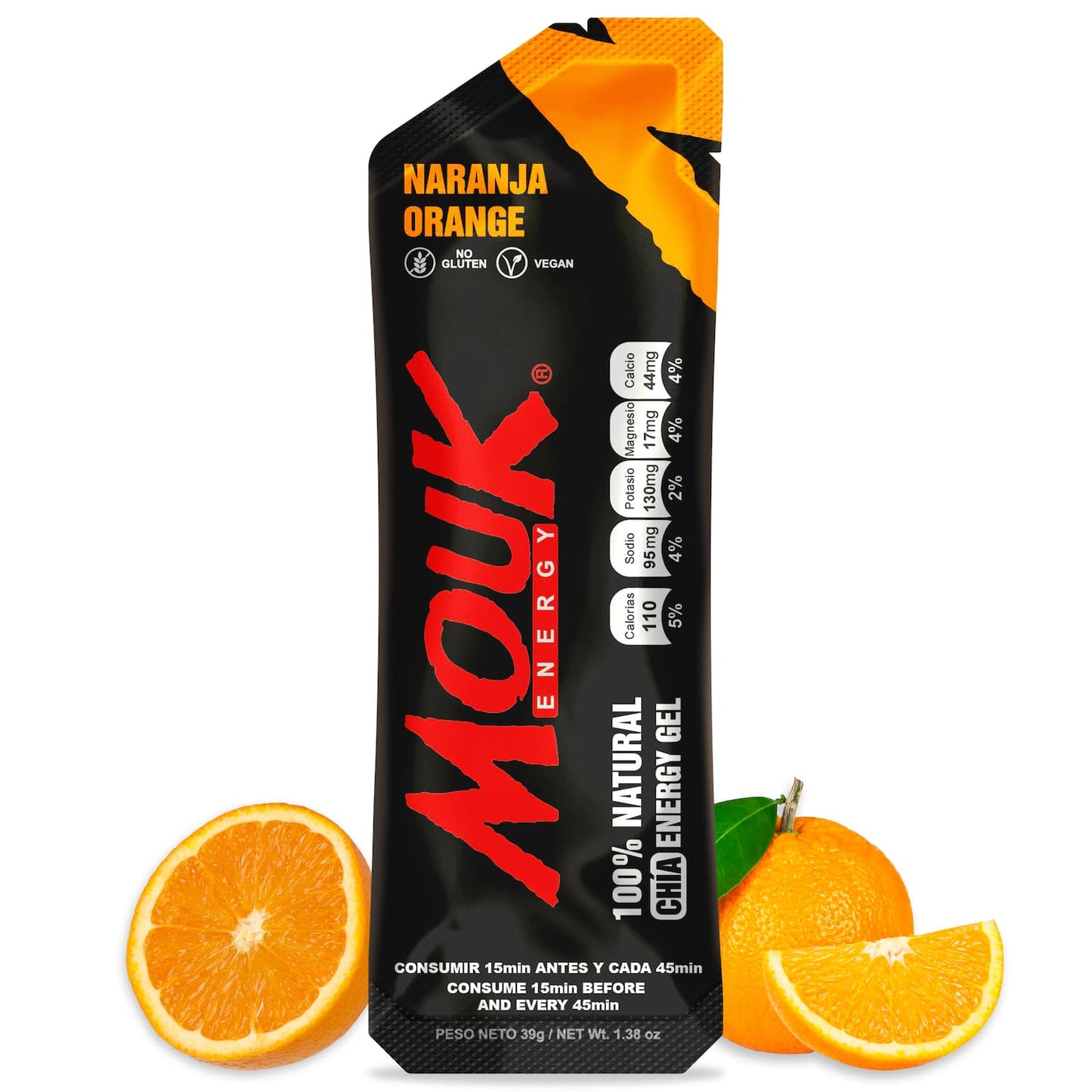 Gel Energético MOUK Sabor Naranja | Natural | No Cafeína | No Gluten