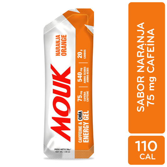 MOUK Orange Flavor Energy Gel | 75mg Caffeine | Gluten Free 