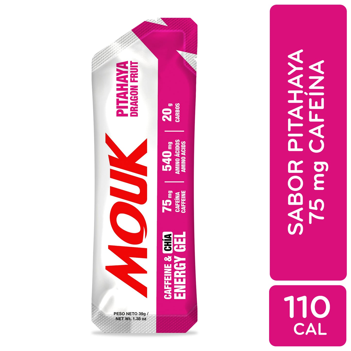 MOUK Dragon Fruit Flavor Energy Gel | 75mg Caffeine | Gluten Free 