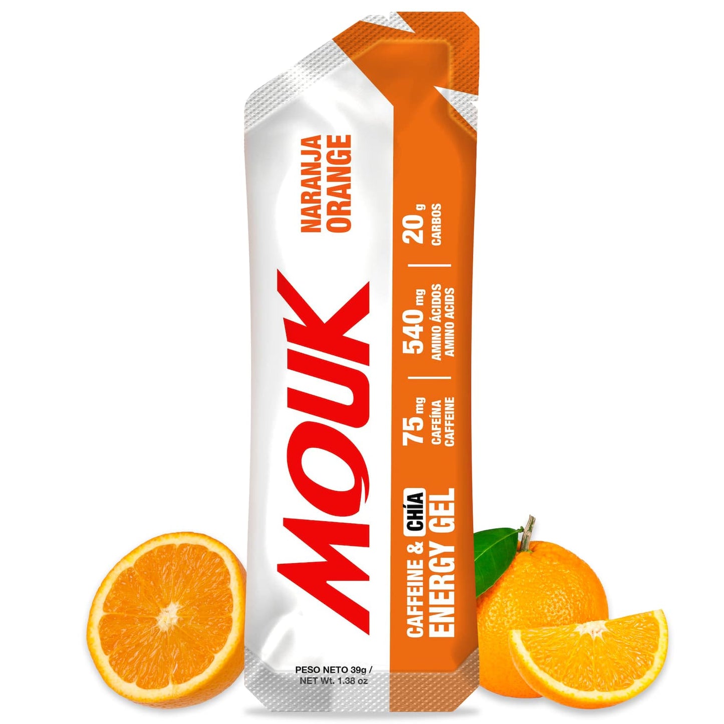 MOUK Orange Flavor Energy Gel | 75mg Caffeine | Gluten Free 